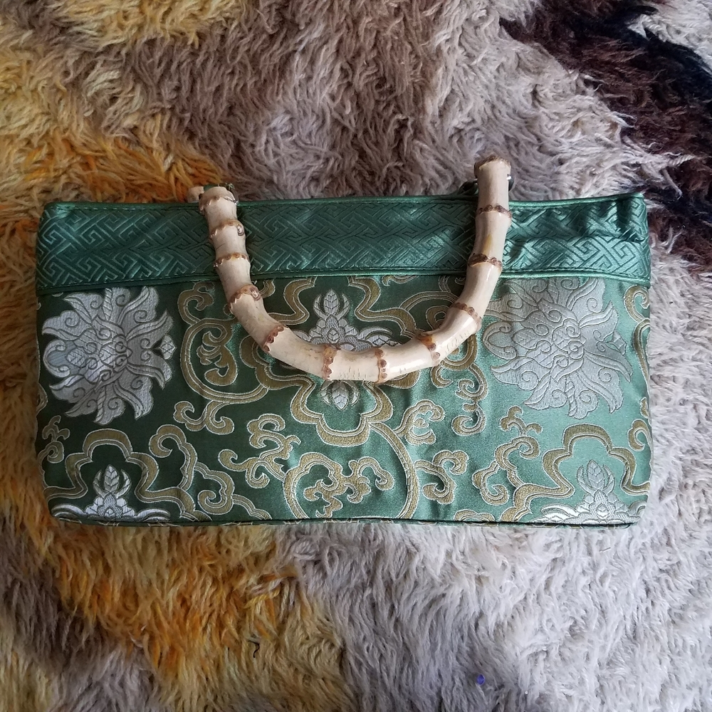 Retro 40s 50s style tiki purse with bamboo handles. EUC, never used.